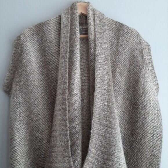 360 SWEATER / Open Front Chunky Knit Cardigan Sweater w/ Pockets Oatmeal Sz S - Picture 3 of 11